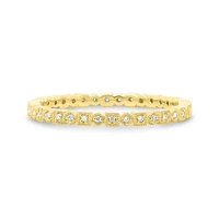 14K White, Yellow or Rose Gold 0.06cttw Diamond Geometric Milgrain Eternity Band - 14K White Gold / 4.5