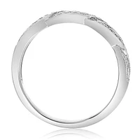 14K White, Yellow or Rose Gold 0.21cttw Diamond Twisted Milgrain Band - 14K White Gold