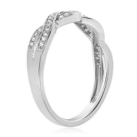 14K White, Yellow or Rose Gold 0.21cttw Diamond Twisted Milgrain Band - 14K White Gold