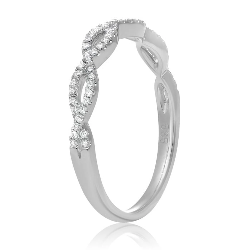 14K White, Yellow or Rose Gold 0.18cttw Diamond Infinity Band - 14K White Gold