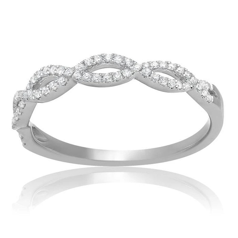 14K White, Yellow or Rose Gold 0.18cttw Diamond Infinity Band - 14K White Gold