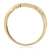 14K White, Yellow or Rose Gold 0.09cttw Diamond Wave Band - 14K White Gold