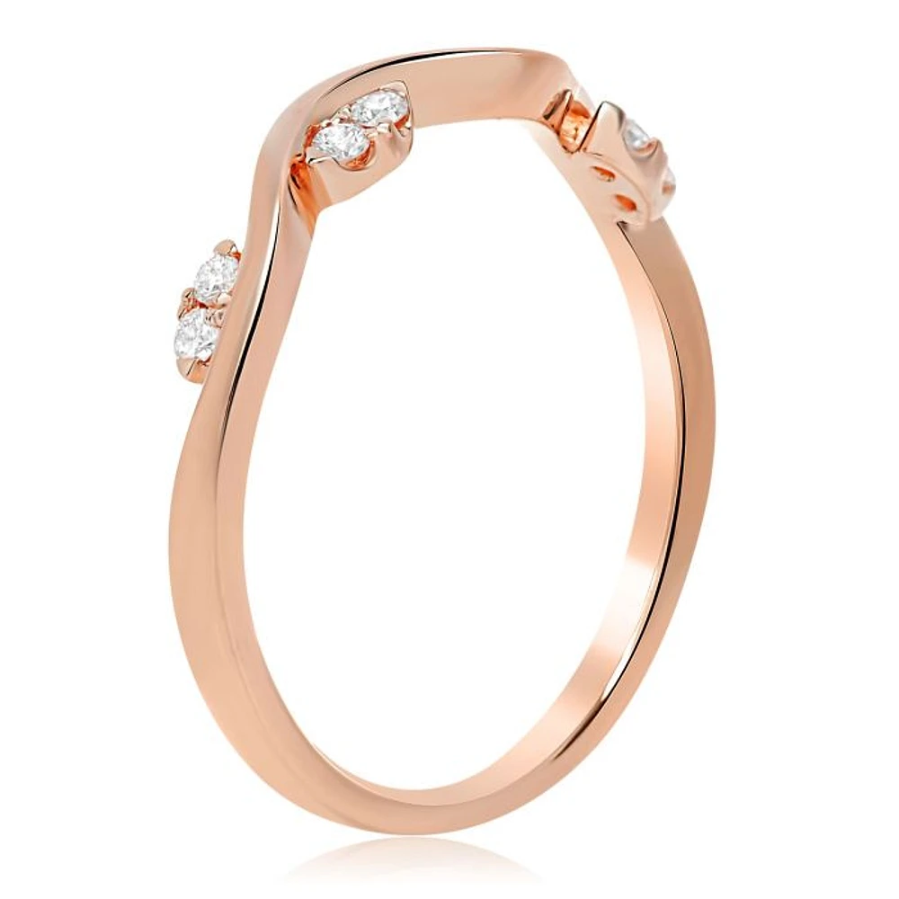 14K White, Yellow or Rose Gold 0.09cttw Diamond Wave Band - 14K White Gold