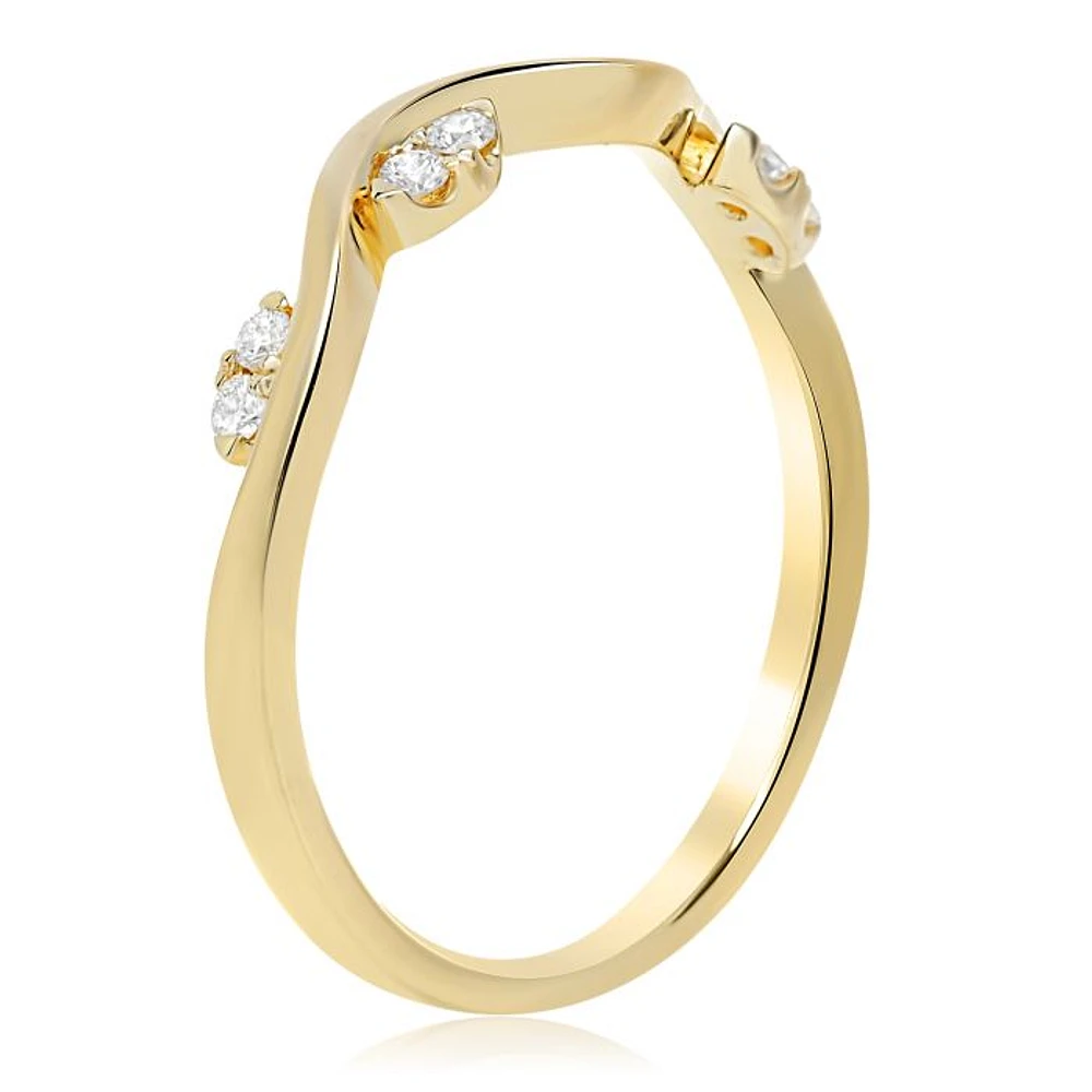 14K White, Yellow or Rose Gold 0.09cttw Diamond Wave Band - 14K White Gold