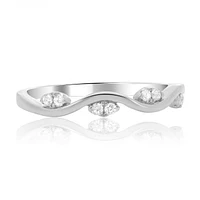 14K White, Yellow or Rose Gold 0.09cttw Diamond Wave Band - 14K White Gold