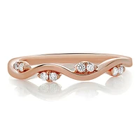 14K White, Yellow or Rose Gold 0.09cttw Diamond Wave Band - 14K White Gold