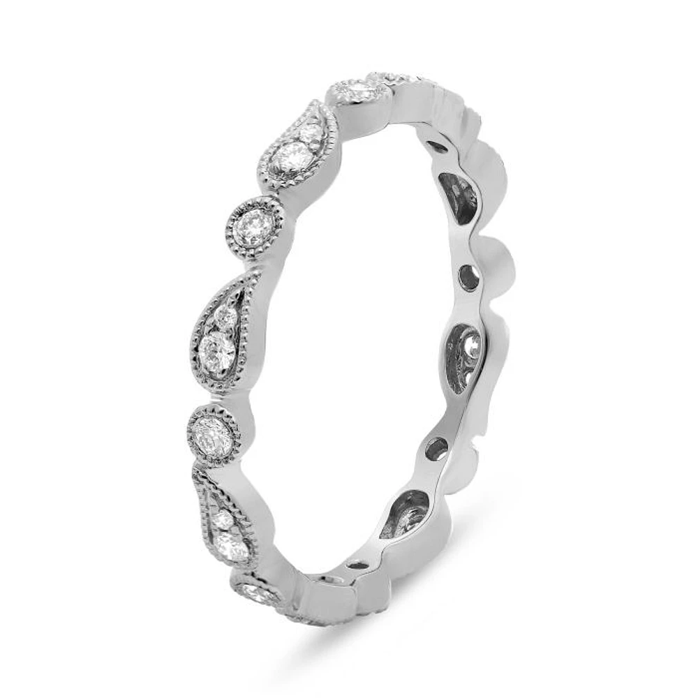 14K White, Yellow or Rose Gold 0.22cttw Diamond Paisley Eternity Band - 14K White Gold