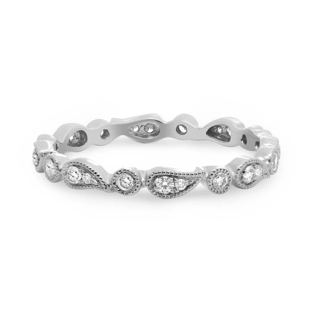14K White, Yellow or Rose Gold 0.22cttw Diamond Paisley Eternity Band - 14K White Gold