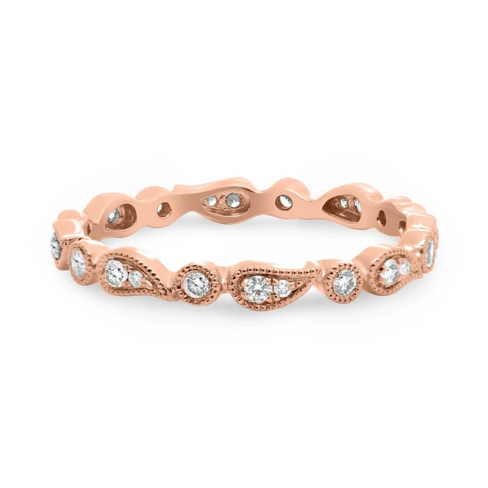 14K White, Yellow or Rose Gold 0.22cttw Diamond Paisley Eternity Band - 14K White Gold