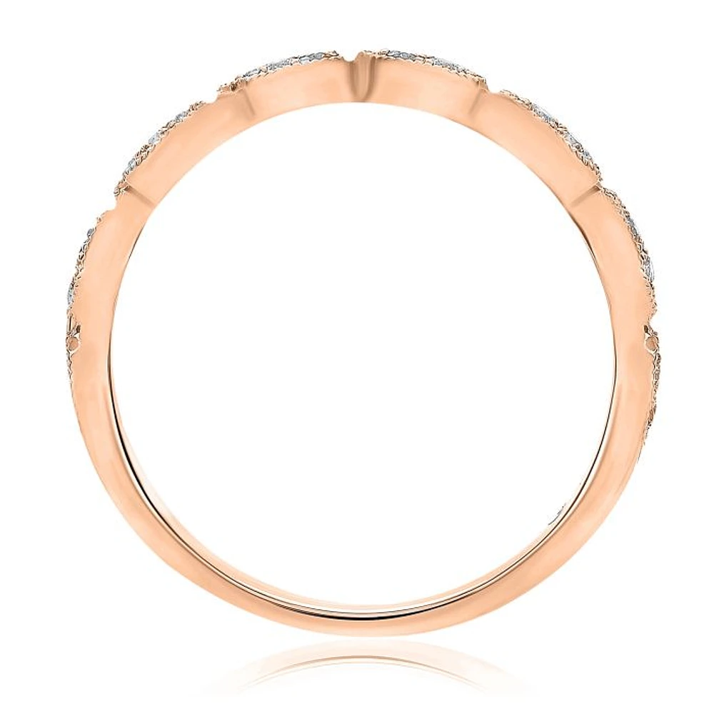 14K White, Yellow or Rose Gold 0.11cttw Diamond Milgrain Marquise Ring - 14K White Gold