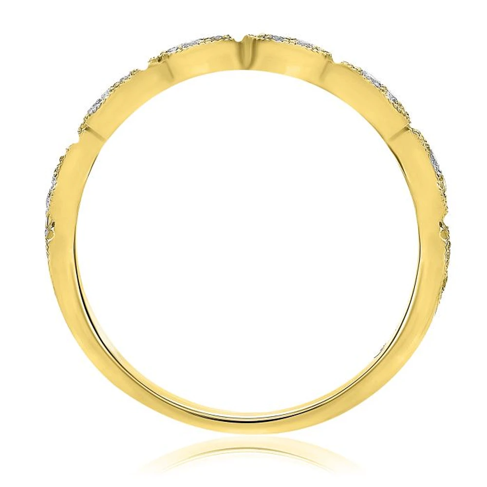 14K White, Yellow or Rose Gold 0.11cttw Diamond Milgrain Marquise Ring - 14K White Gold