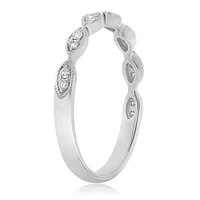 14K White, Yellow or Rose Gold 0.11cttw Diamond Milgrain Marquise Ring - 14K White Gold