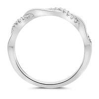 14K White, Yellow or Rose Gold 0.10cttw Diamond Twisted Pave Ring - 14K White Gold