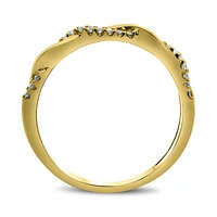 14K White, Yellow or Rose Gold 0.10cttw Diamond Twisted Pave Ring - 14K White Gold