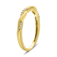14K White, Yellow or Rose Gold 0.10cttw Diamond Twisted Pave Ring - 14K White Gold