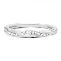 14K White, Yellow or Rose Gold 0.10cttw Diamond Twisted Pave Ring - 14K White Gold