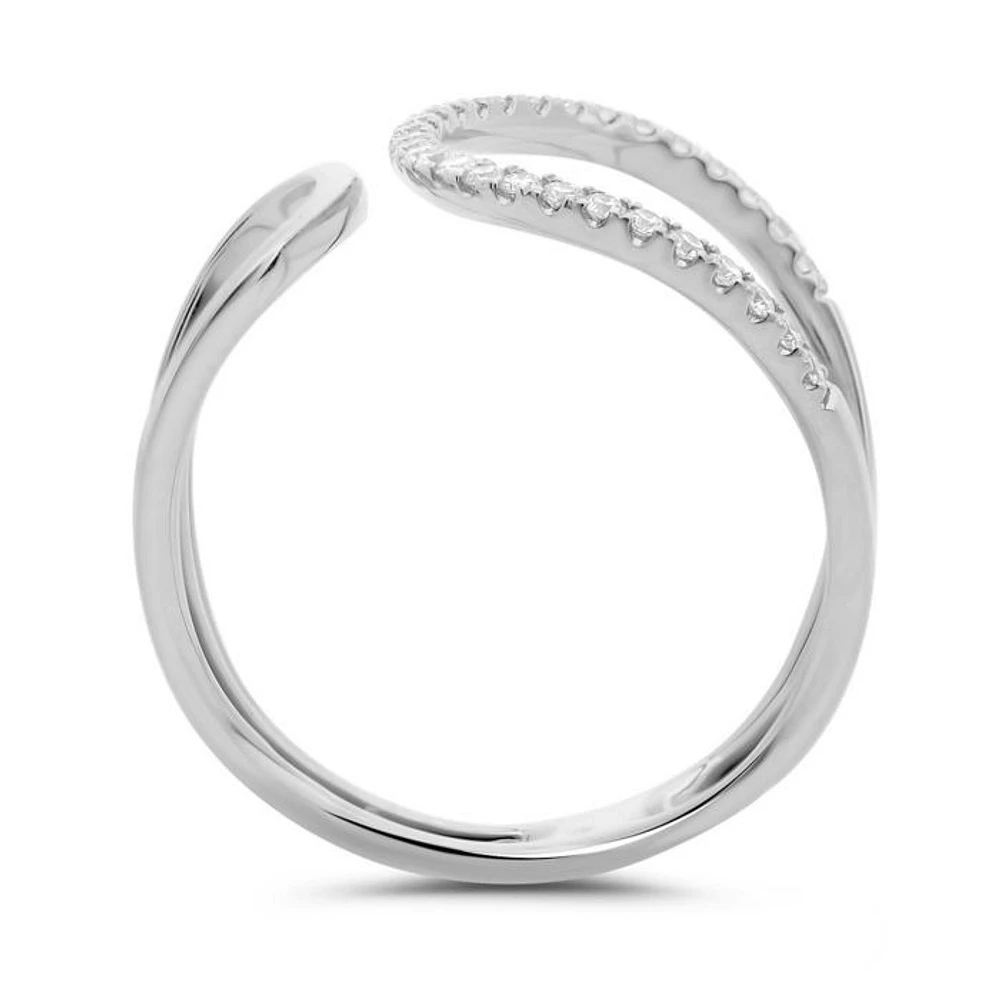 14K White, Yellow or Rose Gold 0.19cttw Diamond Pave Cuff Ring - 14K White Gold