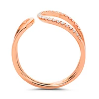 14K White, Yellow or Rose Gold 0.19cttw Diamond Pave Cuff Ring - 14K White Gold