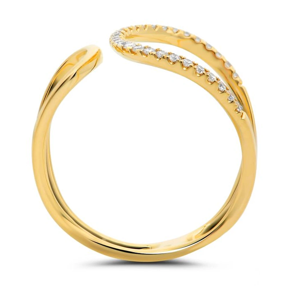 14K White, Yellow or Rose Gold 0.19cttw Diamond Pave Cuff Ring - 14K White Gold