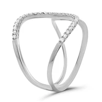14K White, Yellow or Rose Gold 0.19cttw Diamond Pave Cuff Ring - 14K White Gold
