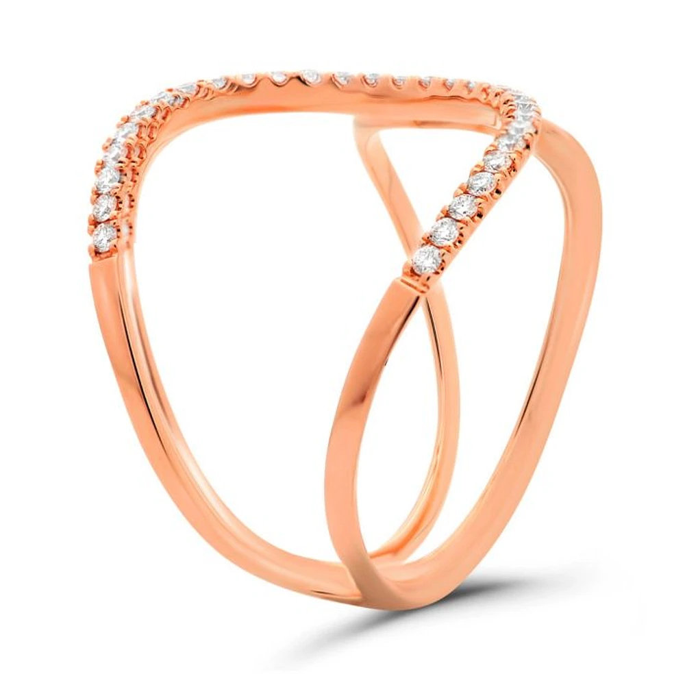 14K White, Yellow or Rose Gold 0.19cttw Diamond Pave Cuff Ring - 14K White Gold