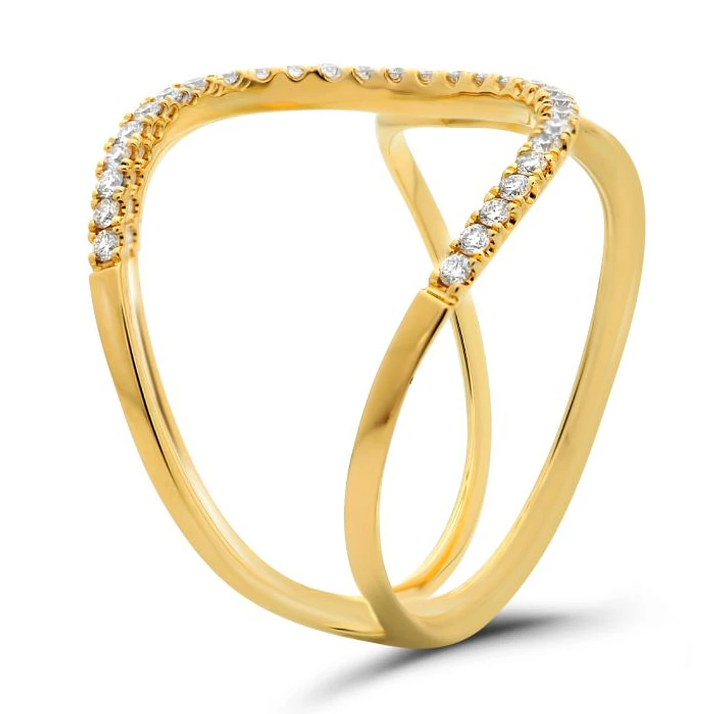 14K White, Yellow or Rose Gold 0.19cttw Diamond Pave Cuff Ring - 14K White Gold