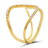 14K White, Yellow or Rose Gold 0.19cttw Diamond Pave Cuff Ring - 14K White Gold
