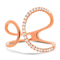 14K White, Yellow or Rose Gold 0.19cttw Diamond Pave Cuff Ring - 14K White Gold