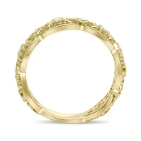 14K White, Yellow or Rose Gold 0.20cttw Ornate Milgrain Diamond Band - 14K White Gold