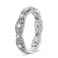14K White, Yellow or Rose Gold 0.20cttw Ornate Milgrain Diamond Band - 14K White Gold