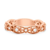 14K White, Yellow or Rose Gold 0.20cttw Ornate Milgrain Diamond Band - 14K White Gold