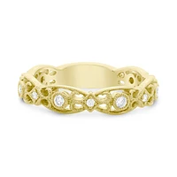 14K White, Yellow or Rose Gold 0.20cttw Ornate Milgrain Diamond Band - 14K White Gold
