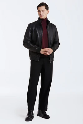 ASHER Genuine Leather Bomber Jacket