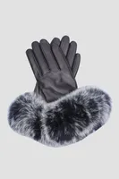 AVELINE Genuine Butter Soft Lambskin With Fur Trim Gloves