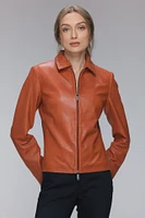 WYLIE Real Leather Cropped Jacket