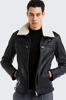 HUNTLEY Genuine Lamb Leather Aviator Bomber Jacket