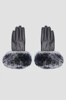 AVELINE Genuine Butter Soft Lambskin With Fur Trim Gloves