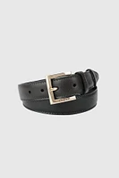LILOU Textured Leather Belt
