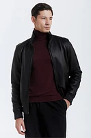 ASHER Genuine Leather Bomber Jacket