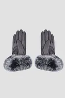 AVELINE Genuine Butter Soft Lambskin With Fur Trim Gloves