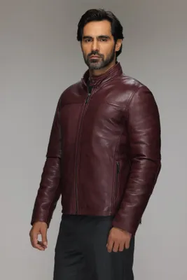 BOWEN Genuine Leather Moto Bomber Bio Down Insulation