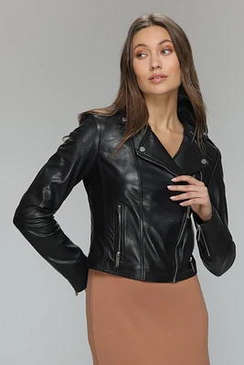DARIA Genuine Butter Soft Lamb Leather Biker Jacket