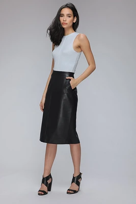 SORAYA Genuine Leather Pencil Skirt