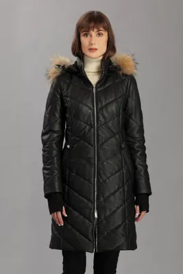 ULLA Genuine Leather Puffer Coat