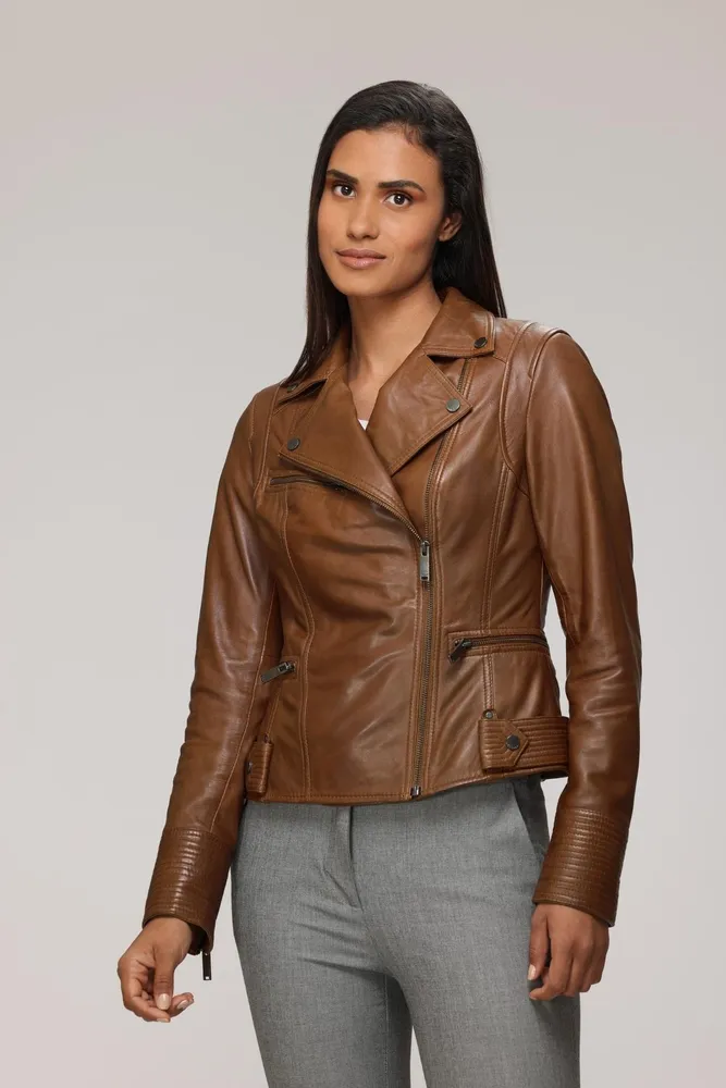 TATIANA Genuine Leather Biker Jacket