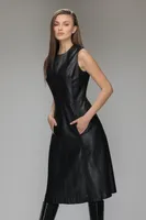 JEMMA Genuine Butter Soft Lamb Leather Sleeveless Dress