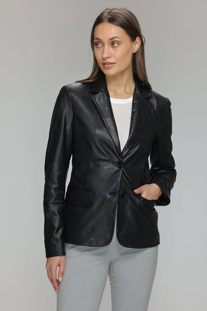 LIVIA Genuine Leather Blazer