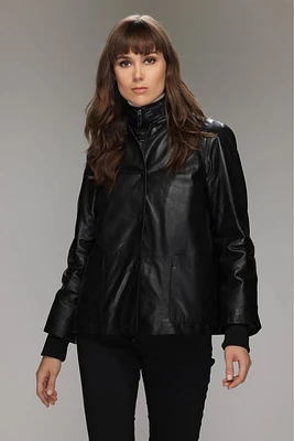 LEYNI Genuine Leather Puffer Jacket