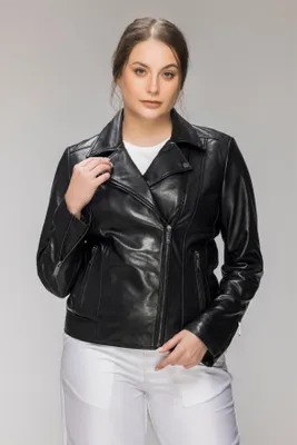 HANNEKE Genuine Leather Comfort Fit Jacket