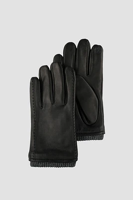 TANO Genuine Leather Rib Knit Trim Thinsulate Lined Gloves